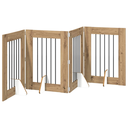 Foldable Dog Gate with Stands 4 pcs Artisan Oak 241 cm Foldable Dog Gate with Stands 4 pcs Artisan Oak 241 cm