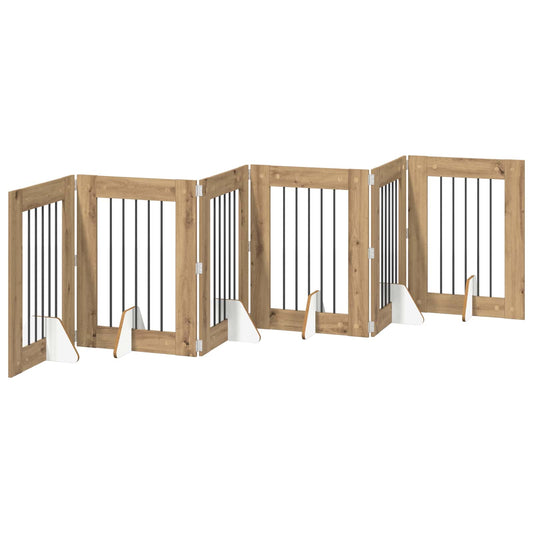 Foldable Dog Gate with Stands 6 pcs Artisan Oak 362 cm Foldable Dog Gate with Stands 6 pcs Artisan Oak 362 cm