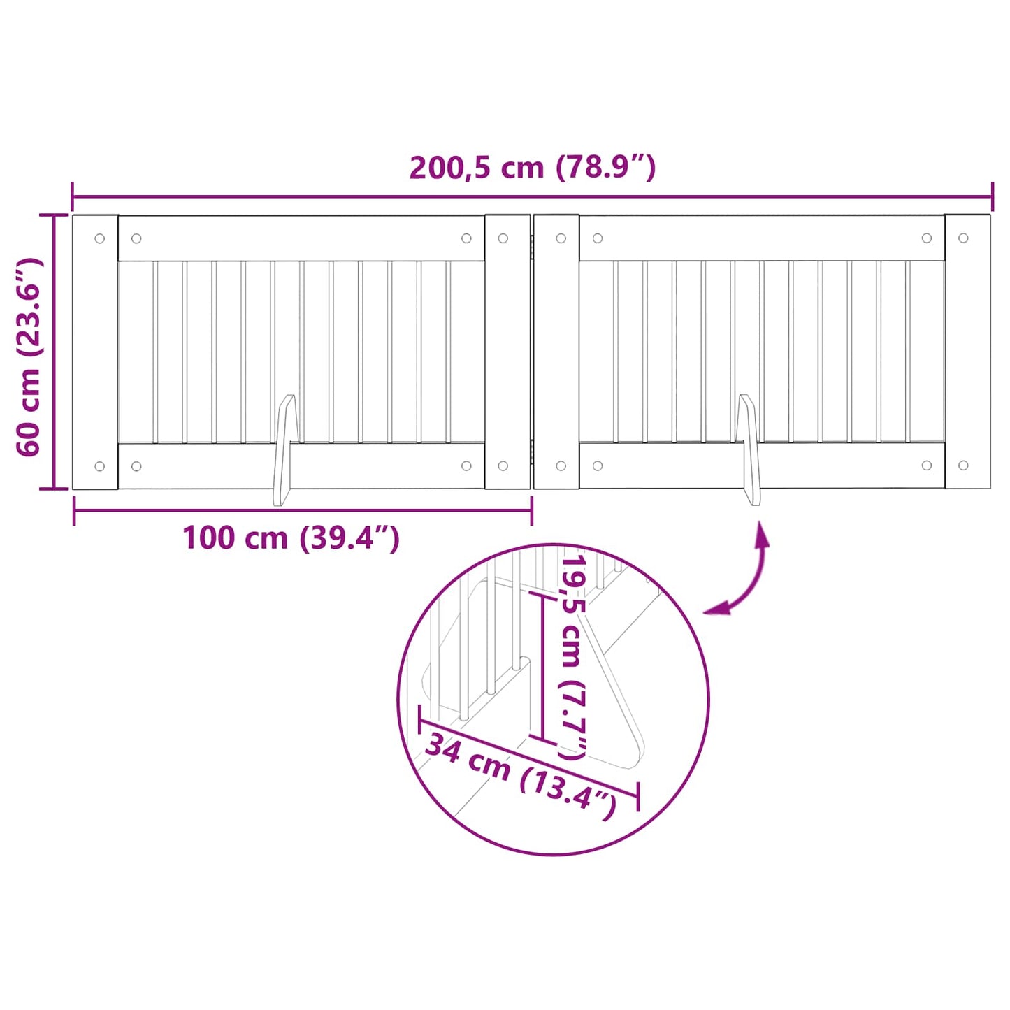 Foldable Dog Gate with Stands 2 pcs Sonoma Oak 200.5 cm