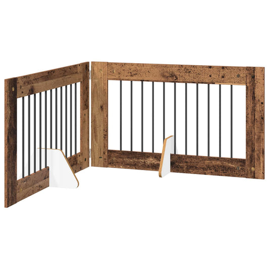 Foldable Dog Gate with Stands 2 pcs Old Wood 200.5 cm Foldable Dog Gate with Stands 2 pcs Old Wood 200.5 cm