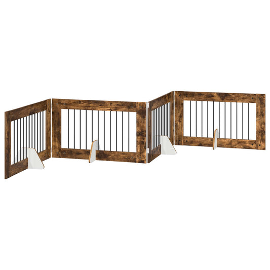 Foldable Dog Gate with Stands 4 pcs Smoked Oak 401 cm Foldable Dog Gate with Stands 4 pcs Smoked Oak 401 cm
