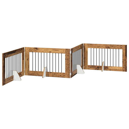 Foldable Dog Gate with Stands 4 pcs Old Wood 401 cm Foldable Dog Gate with Stands 4 pcs Old Wood 401 cm