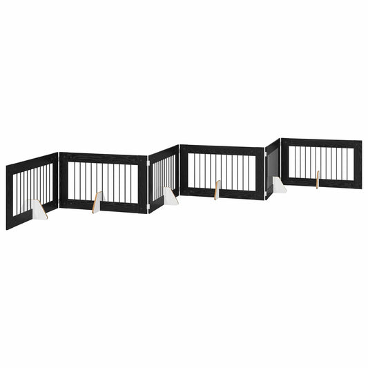 Foldable Dog Gate with Stands 6 pcs Black Oak 602 cm Foldable Dog Gate with Stands 6 pcs Black Oak 602 cm