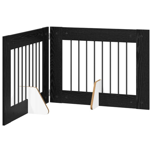 Foldable Dog Gate with Stands 2 pcs Black Oak 160.5 cm Foldable Dog Gate with Stands 2 pcs Black Oak 160.5 cm