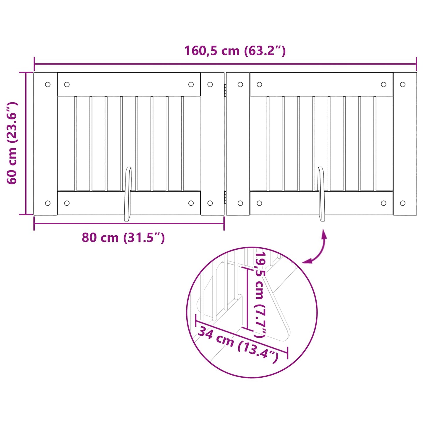 Foldable Dog Gate with Stands 2 pcs Sonoma Oak 160.5 cm