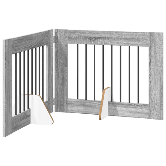 Foldable Dog Gate with Stands 2 pcs Grey Sonoma 160.5 cm Foldable Dog Gate with Stands 2 pcs Grey Sonoma 160.5 cm