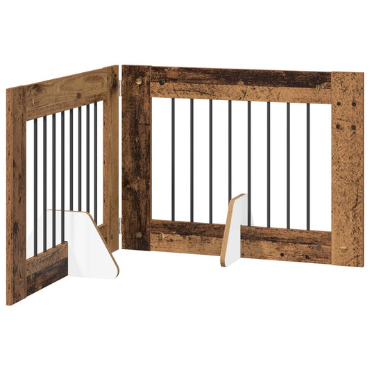 Foldable Dog Gate with Stands 2 pcs Old Wood 160.5 cm Foldable Dog Gate with Stands 2 pcs Old Wood 160.5 cm
