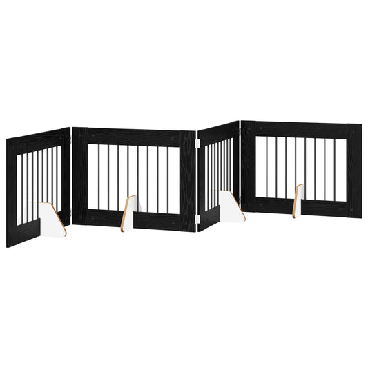 Foldable Dog Gate with Stands 4 pcs Black Oak 321 cm Foldable Dog Gate with Stands 4 pcs Black Oak 321 cm
