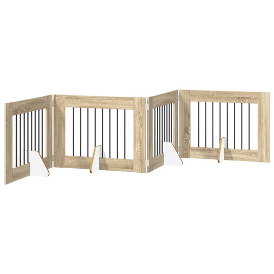 Foldable Dog Gate with Stands 4 pcs Sonoma Oak 321 cm Foldable Dog Gate with Stands 4 pcs Sonoma Oak 321 cm