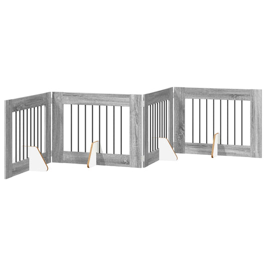 Foldable Dog Gate with Stands 4 pcs Grey Sonoma 321 cm Foldable Dog Gate with Stands 4 pcs Grey Sonoma 321 cm