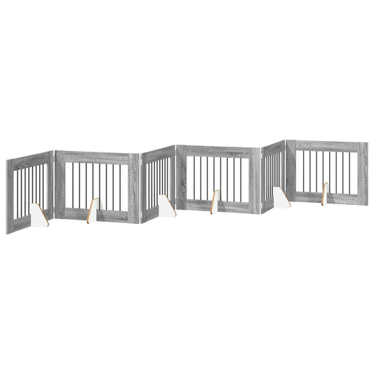 Foldable Dog Gate with Stands 6 pcs Grey Sonoma 482 cm Foldable Dog Gate with Stands 6 pcs Grey Sonoma 482 cm