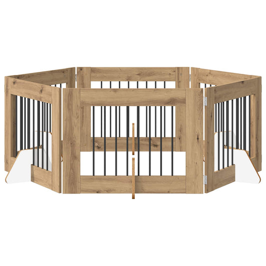 Foldable Dog Gate with Stands 6 pcs Artisan Oak 482 cm Foldable Dog Gate with Stands 6 pcs Artisan Oak 482 cm