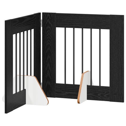 Foldable Dog Gate with Stands 2 pcs Black Oak 120.5 cm Foldable Dog Gate with Stands 2 pcs Black Oak 120.5 cm