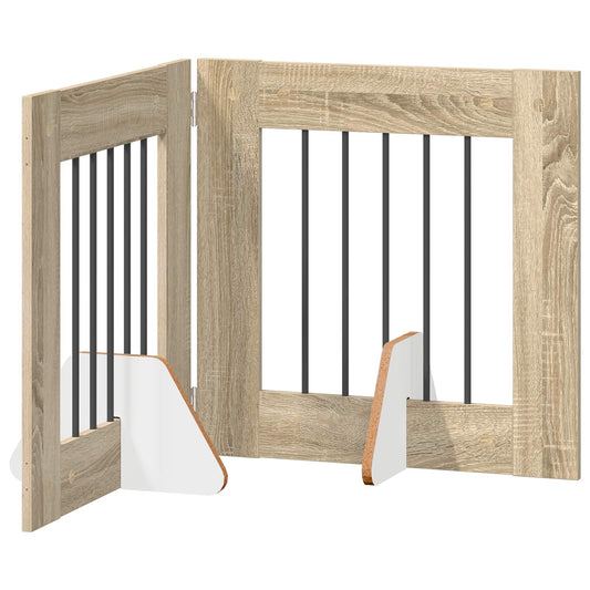 Foldable Dog Gate with Stands 2 pcs Sonoma Oak 120.5 cm Foldable Dog Gate with Stands 2 pcs Sonoma Oak 120.5 cm