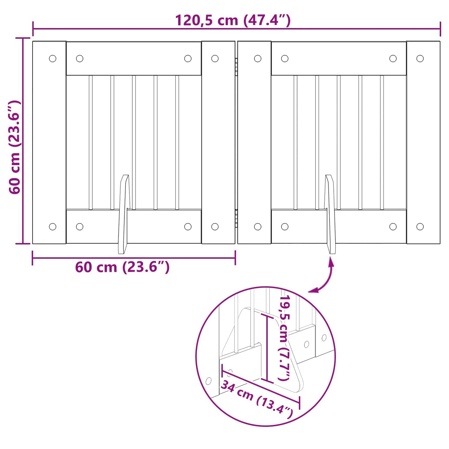 Foldable Dog Gate with Stands 2 pcs Sonoma Oak 120.5 cm