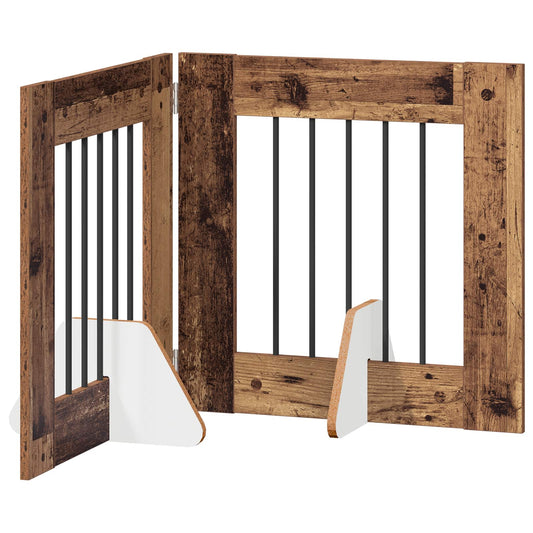 Foldable Dog Gate with Stands 2 pcs Old Wood 120.5 cm Foldable Dog Gate with Stands 2 pcs Old Wood 120.5 cm