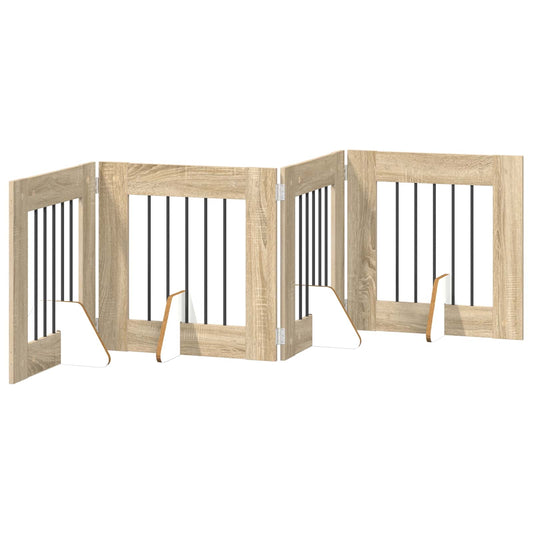 Foldable Dog Gate with Stands 4 pcs Sonoma Oak 241 cm Foldable Dog Gate with Stands 4 pcs Sonoma Oak 241 cm