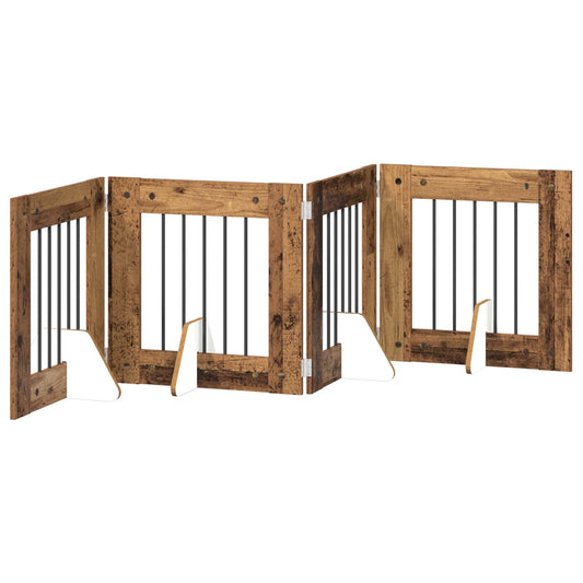 Foldable Dog Gate with Stands 4 pcs Old Wood 241 cm Foldable Dog Gate with Stands 4 pcs Old Wood 241 cm