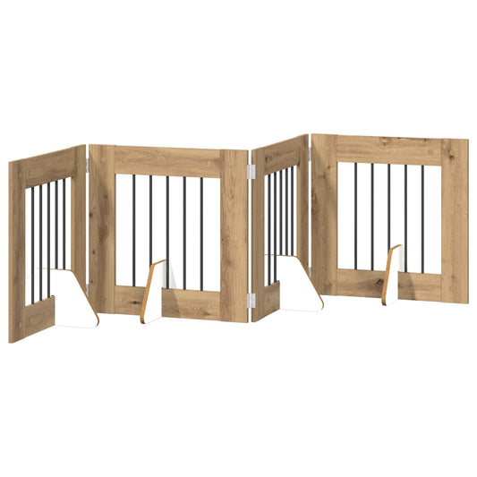 Foldable Dog Gate with Stands 4 pcs Artisan Oak 241 cm Foldable Dog Gate with Stands 4 pcs Artisan Oak 241 cm