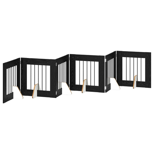 Foldable Dog Gate with Stands 6 pcs Black Oak 362 cm Foldable Dog Gate with Stands 6 pcs Black Oak 362 cm