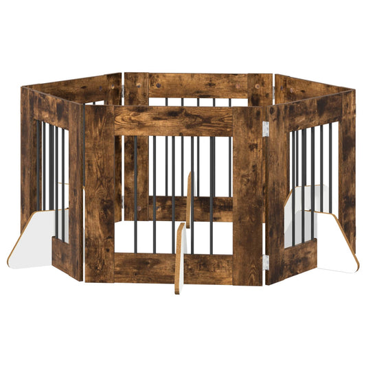 Foldable Dog Gate with Stands 6 pcs Smoked Oak 362 cm Foldable Dog Gate with Stands 6 pcs Smoked Oak 362 cm