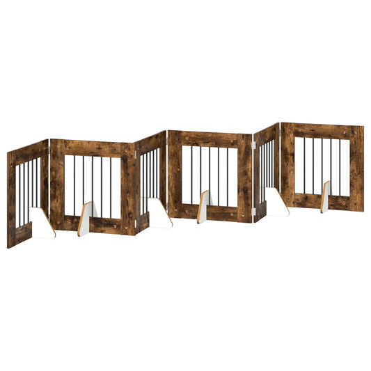 Foldable Dog Gate with Stands 6 pcs Smoked Oak 362 cm Foldable Dog Gate with Stands 6 pcs Smoked Oak 362 cm