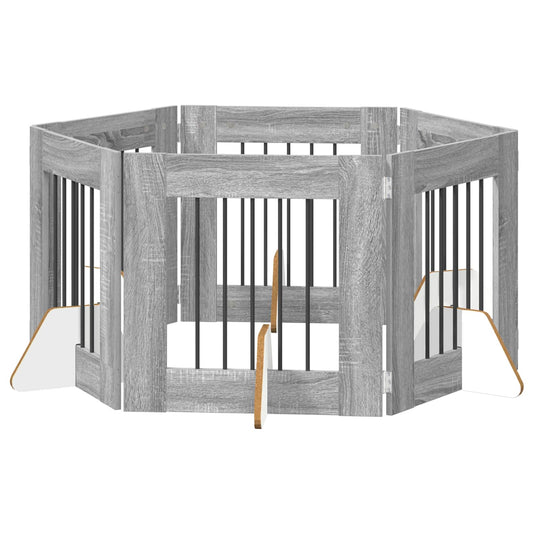 Foldable Dog Gate with Stands 6 pcs Grey Sonoma 362 cm Foldable Dog Gate with Stands 6 pcs Grey Sonoma 362 cm