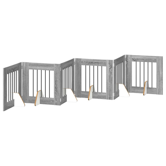 Foldable Dog Gate with Stands 6 pcs Grey Sonoma 362 cm Foldable Dog Gate with Stands 6 pcs Grey Sonoma 362 cm