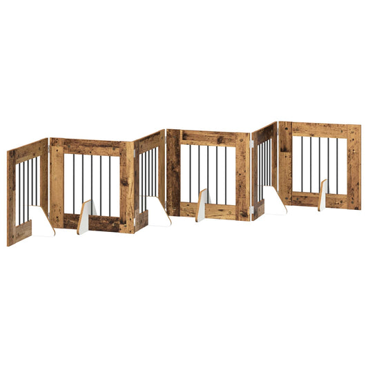 Foldable Dog Gate with Stands 6 pcs Old Wood 362 cm Foldable Dog Gate with Stands 6 pcs Old Wood 362 cm