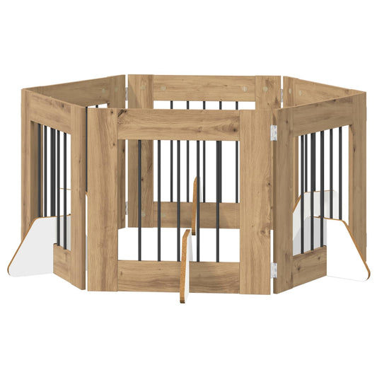 Foldable Dog Gate with Stands 6 pcs Artisan Oak 362 cm Foldable Dog Gate with Stands 6 pcs Artisan Oak 362 cm