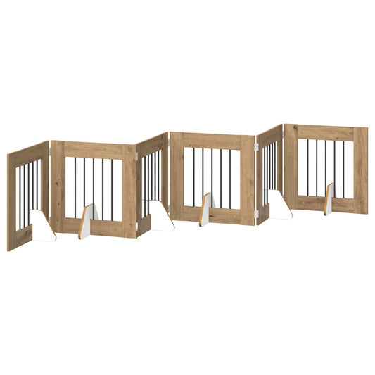 Foldable Dog Gate with Stands 6 pcs Artisan Oak 362 cm Foldable Dog Gate with Stands 6 pcs Artisan Oak 362 cm