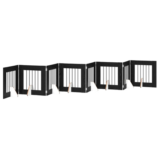 Foldable Dog Gate with Stands 8 pcs Black Oak 60 cm Foldable Dog Gate with Stands 8 pcs Black Oak 60 cm