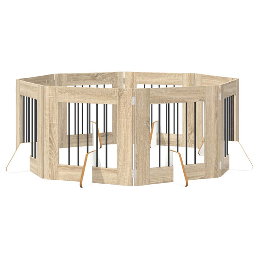 Foldable Dog Gate with Stands 8 pcs Sonoma Oak 60 cm Foldable Dog Gate with Stands 8 pcs Sonoma Oak 60 cm