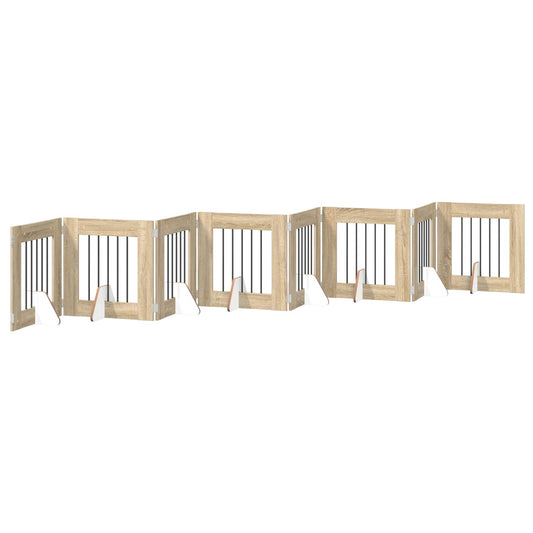Foldable Dog Gate with Stands 8 pcs Sonoma Oak 60 cm Foldable Dog Gate with Stands 8 pcs Sonoma Oak 60 cm