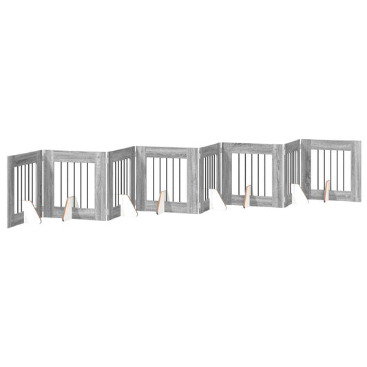 Foldable Dog Gate with Stands 8 pcs Grey Sonoma 60 cm Foldable Dog Gate with Stands 8 pcs Grey Sonoma 60 cm