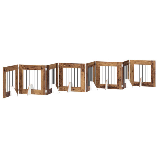 Foldable Dog Gate with Stands 8 pcs Old Wood 60 cm Foldable Dog Gate with Stands 8 pcs Old Wood 60 cm