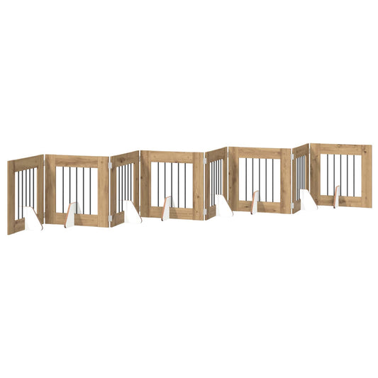 Foldable Dog Gate with Stands 8 pcs Artisan Oak 60 cm Foldable Dog Gate with Stands 8 pcs Artisan Oak 60 cm