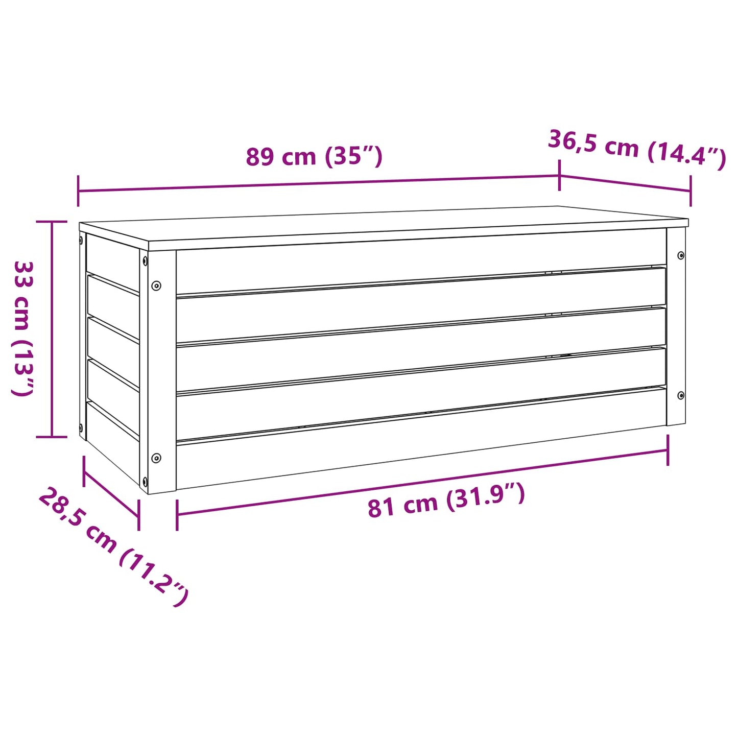 Storage Box Wax Brown 89 x 36.5 x 33 cm Solid Pine Wood