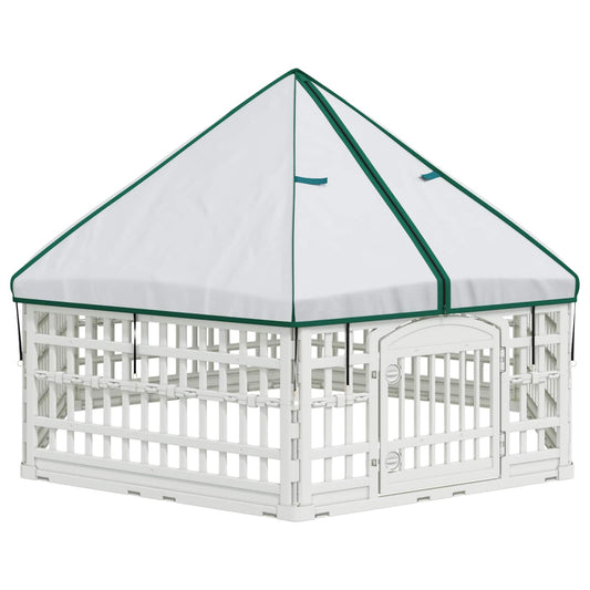 6 Panel Dog Playpen 177.5 x 154.5 x 112 cm Plastic White 6 Panel Dog Playpen 177.5 x 154.5 x 112 cm Plastic White