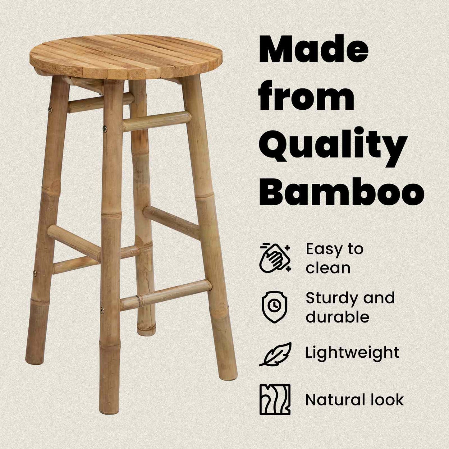 Garden Stool Natural Ø 38 x 68 cm Bamboo