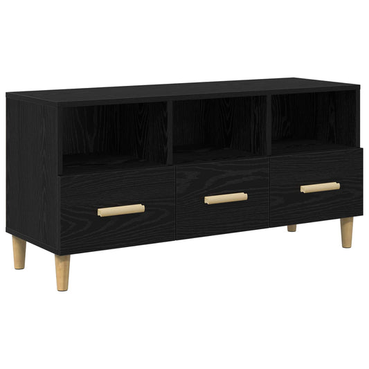TV Cabinet Black Oak 102 x 36 x 50 cm Engineered Wood TV Cabinet Black Oak 102 x 36 x 50 cm Engineered Wood