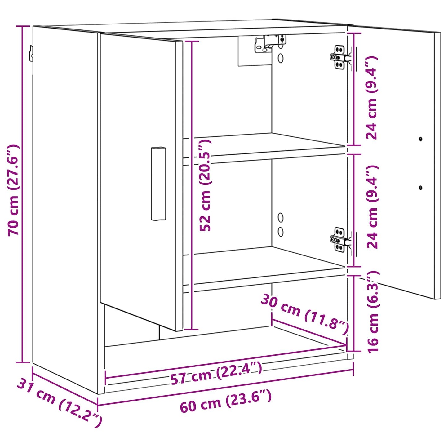Wall Cabinet Old Wood 60 x 31 x 70 cm Engineered Wood