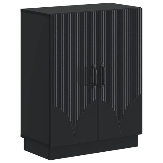 3 Piece Bathroom Cabinet Set HOORN Black Engineered Wood 3 Piece Bathroom Cabinet Set HOORN Black Engineered Wood