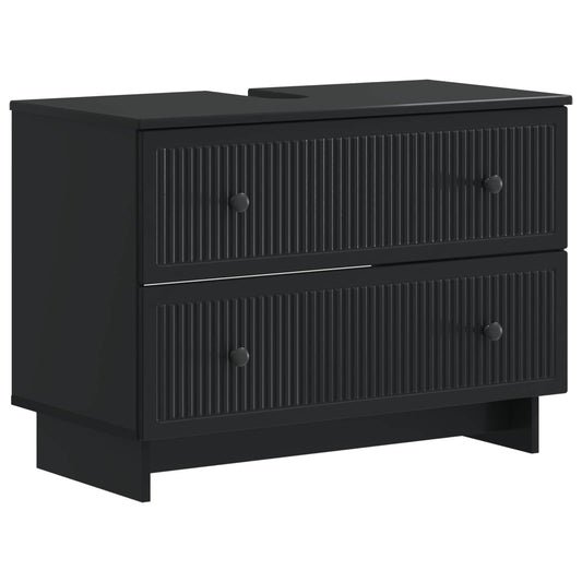 2 Piece Bathroom Cabinet Set EDE Black Engineered Wood 2 Piece Bathroom Cabinet Set EDE Black Engineered Wood
