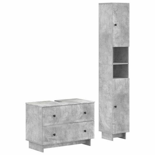 2 Piece Bathroom Cabinet Set EDE Concrete Grey Engineered Wood 2 Piece Bathroom Cabinet Set EDE Concrete Grey Engineered Wood