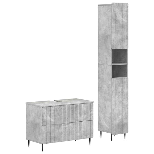 2 Piece Bathroom Cabinet Set ZWOLLE Concrete Grey 2 Piece Bathroom Cabinet Set ZWOLLE Concrete Grey