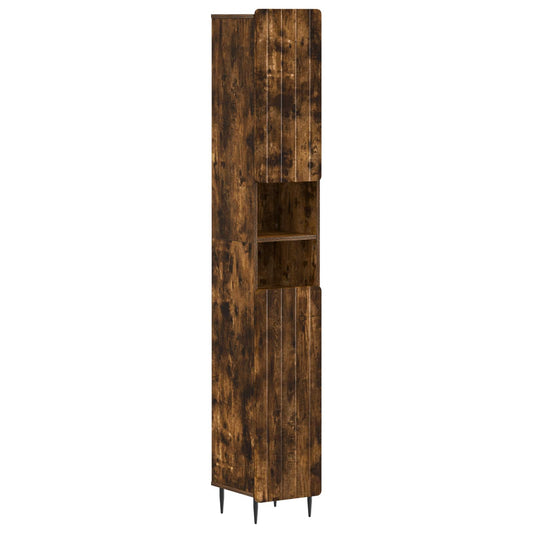 2 Piece Bathroom Cabinet Set ZWOLLE Smoked Oak Engineered Wood 2 Piece Bathroom Cabinet Set ZWOLLE Smoked Oak Engineered Wood