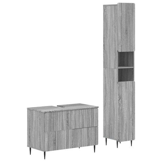 2 Piece Bathroom Cabinet Set ZWOLLE Grey Sonoma Engineered Wood 2 Piece Bathroom Cabinet Set ZWOLLE Grey Sonoma Engineered Wood