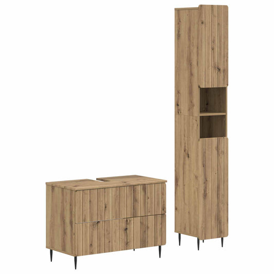 2 Piece Bathroom Cabinet Set ZWOLLE Artisan Oak Engineered Wood 2 Piece Bathroom Cabinet Set ZWOLLE Artisan Oak Engineered Wood