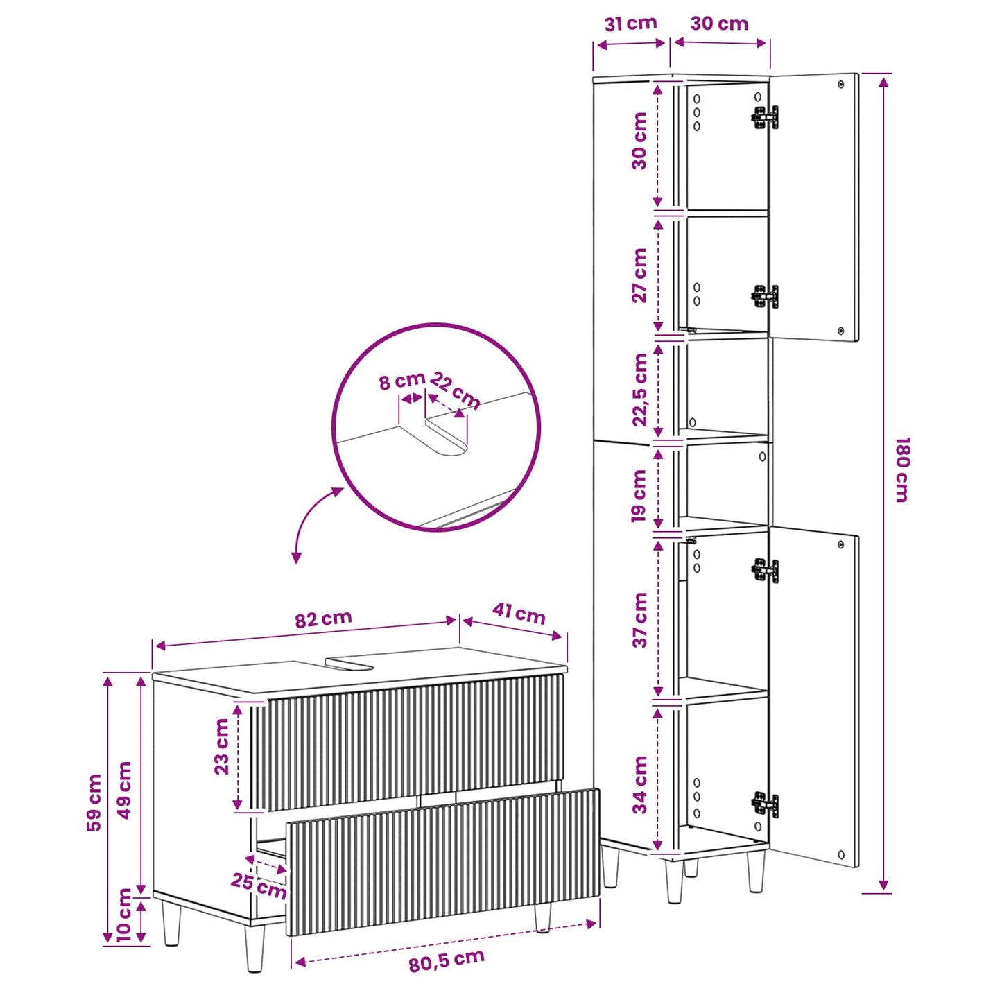 2 Piece Bathroom Cabinet Set ARNHEM Sonoma Oak Engineered Wood
